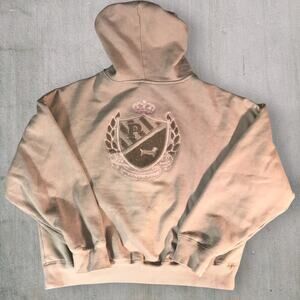 VS PINK Crest Logo Hoodie Size M Mauve Embroidered Back Graphic Zip Sweatshirt